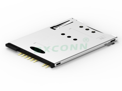 自弹式SIM卡座 6+2Pin 1.85h 带CD具备插卡检测功能