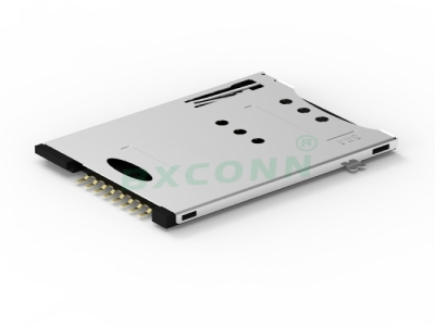 自弹式SIM卡座 6+2Pin 1.85h 带CD具备插卡检测功能