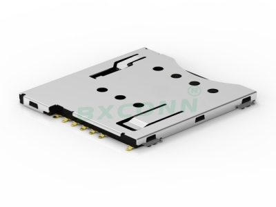 自弹式MICRO SIM卡座 1.5H 6+1PIN带CD具备插卡检测功能 防反插