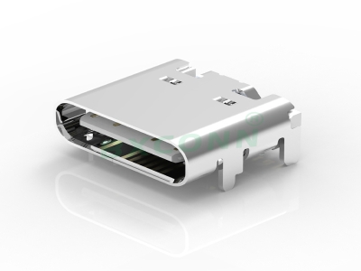 Type-C 母座 16PIN 卧贴 长7.35 白胶