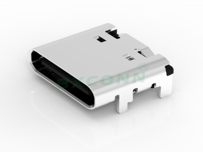 Type-C 母座 16PIN 卧贴 长7.35 黑胶