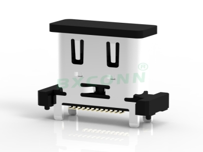 Type-C 母座 24PIN 立式贴片 高10.0 带柱