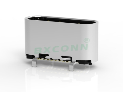 Type-C 母座 24PIN 立式贴片 高6.5 带柱